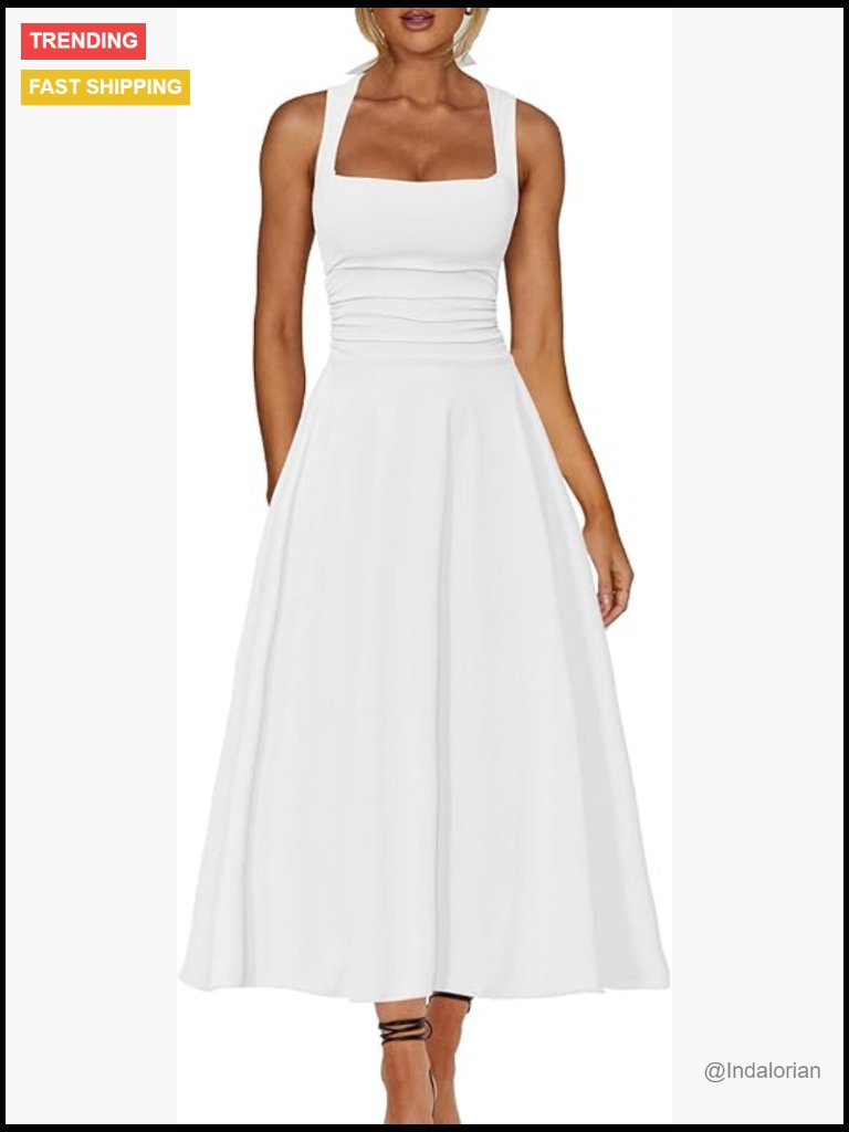 Women's Square Neck Corset A-Line Maxi Dress With Ruffle Hem Ruched Waist